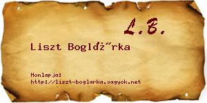 Liszt Boglárka névjegykártya